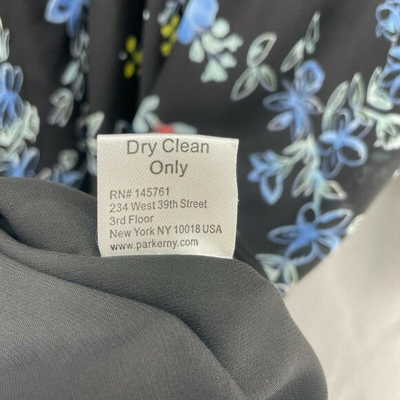 Parker 100% Silk Floral Agave Dress Womens XS Beach Boho Cold Shoulder Ruffle - Picture 9 of 10